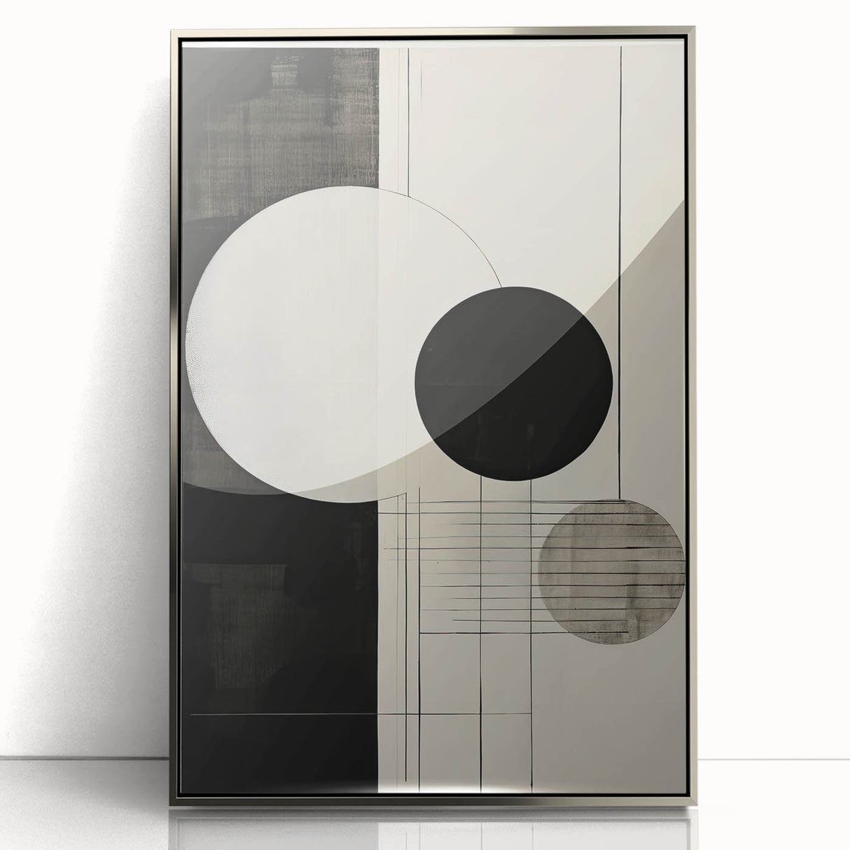 Abstract Geometric Wall Art – Minimalist Black, White, and Line Design