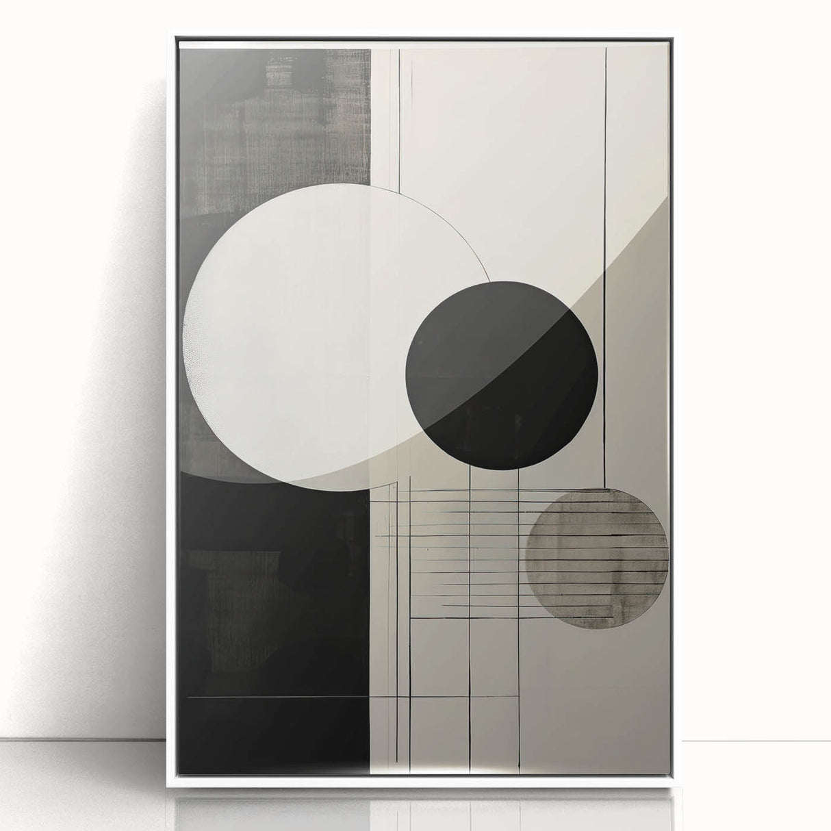 Abstract Geometric Wall Art – Minimalist Black, White, and Line Design