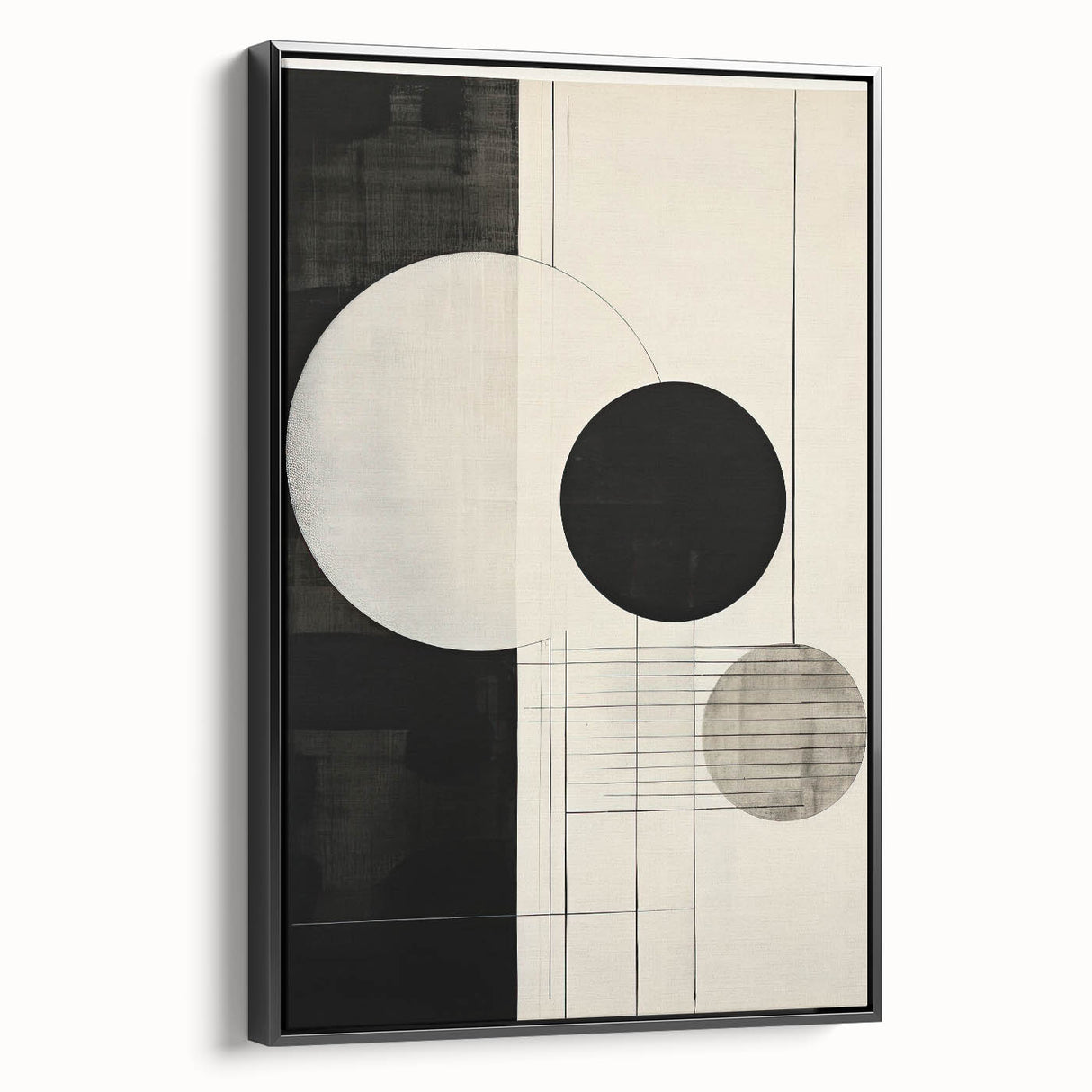Abstract Geometric Wall Art – Minimalist Black, White, and Line Design