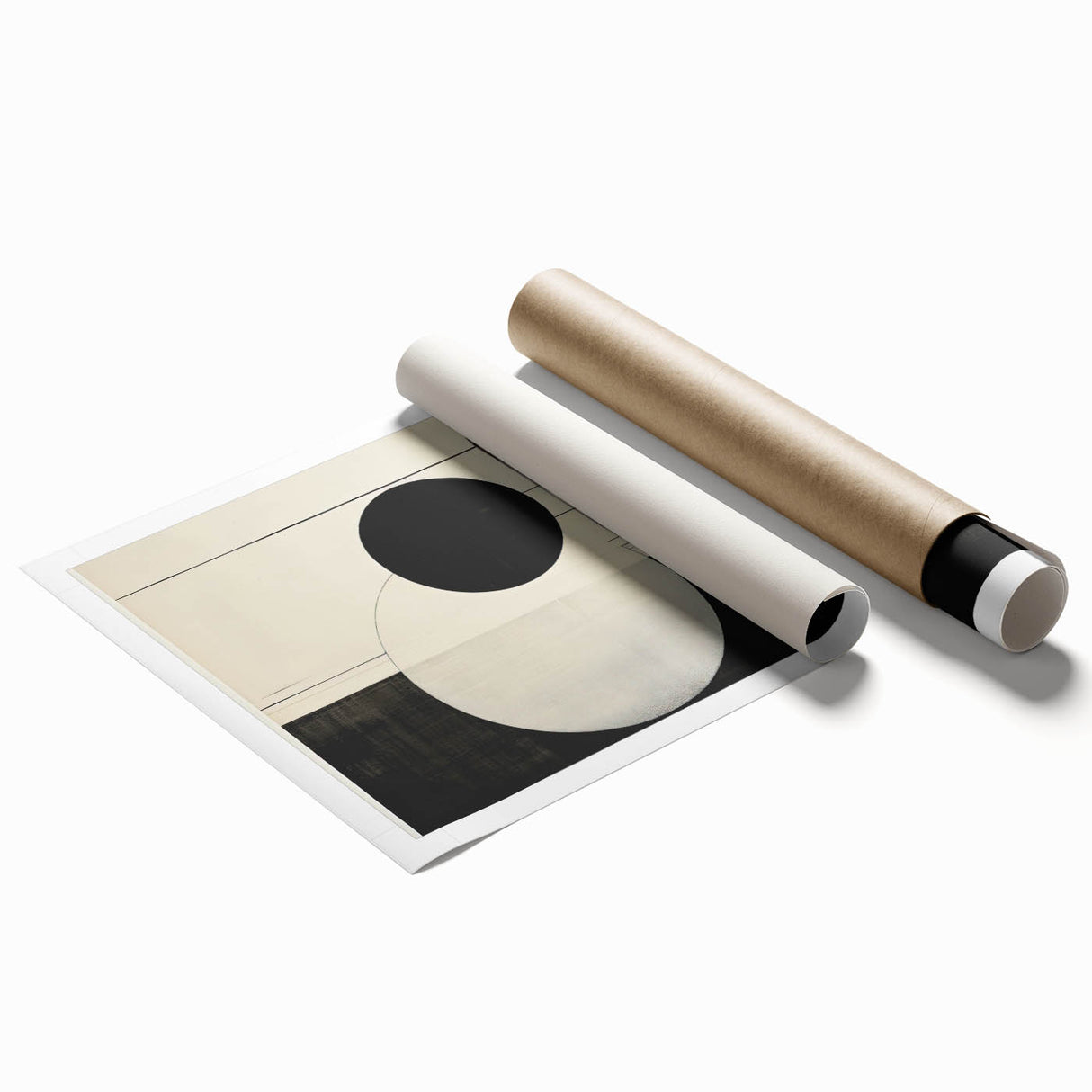 Abstract Geometric Wall Art – Minimalist Black, White, and Line Design