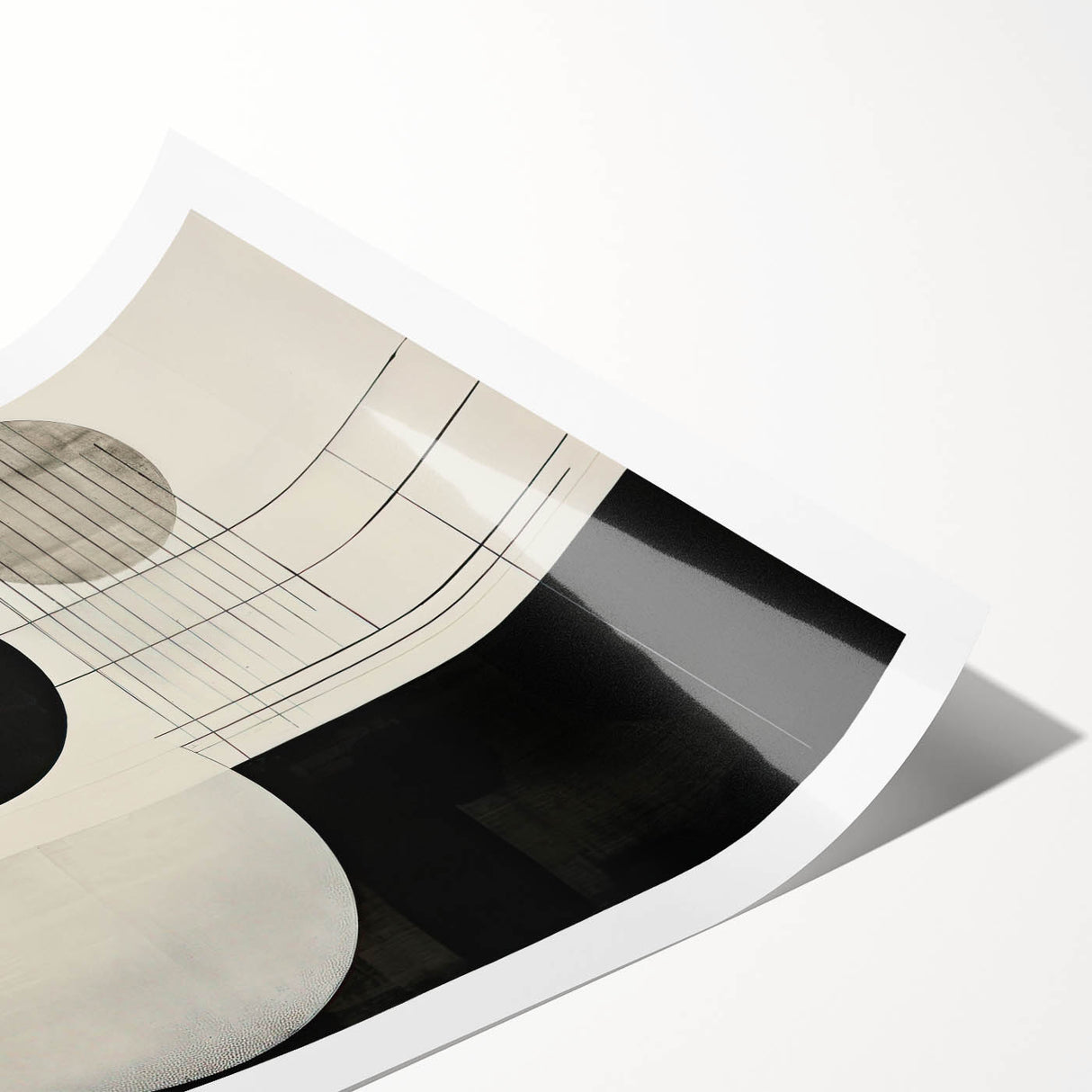 Abstract Geometric Wall Art – Minimalist Black, White, and Line Design