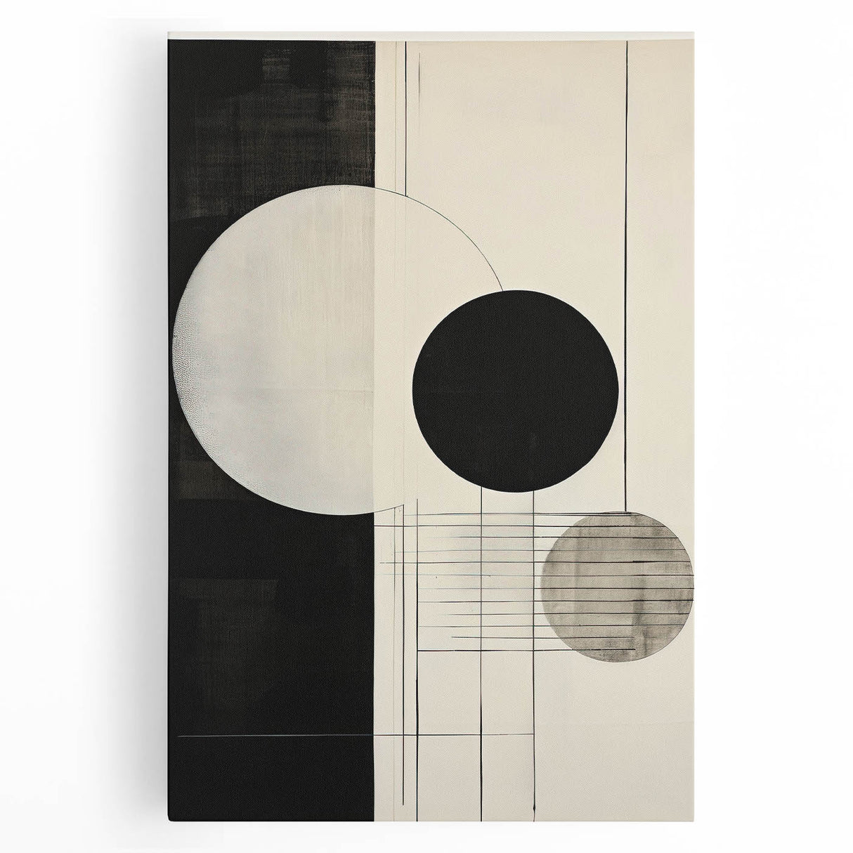 Abstract Geometric Wall Art – Minimalist Black, White, and Line Design