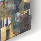 Geometric Moody Modern Wall Art - Black, Gold & Teal Abstract Print