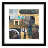 Geometric Moody Modern Wall Art - Black, Gold & Teal Abstract Print