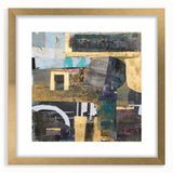 Geometric Moody Modern Wall Art - Black, Gold & Teal Abstract Print