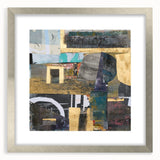 Geometric Moody Modern Wall Art - Black, Gold & Teal Abstract Print