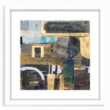 Geometric Moody Modern Wall Art - Black, Gold & Teal Abstract Print