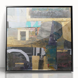 Geometric Moody Modern Wall Art - Black, Gold & Teal Abstract Print