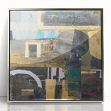 Geometric Moody Modern Wall Art - Black, Gold & Teal Abstract Print