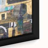 Geometric Moody Modern Wall Art - Black, Gold & Teal Abstract Print