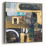 Geometric Moody Modern Wall Art - Black, Gold & Teal Abstract Print