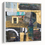 Geometric Moody Modern Wall Art - Black, Gold & Teal Abstract Print