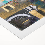 Geometric Moody Modern Wall Art - Black, Gold & Teal Abstract Print