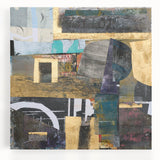 Geometric Moody Modern Wall Art - Black, Gold & Teal Abstract Print