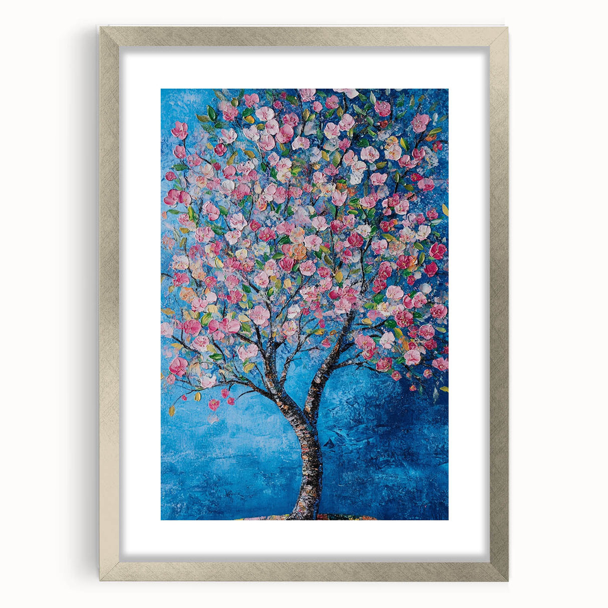 Cherry Blossom in Blue – Botanical Tree Art Prints & Wall Decor