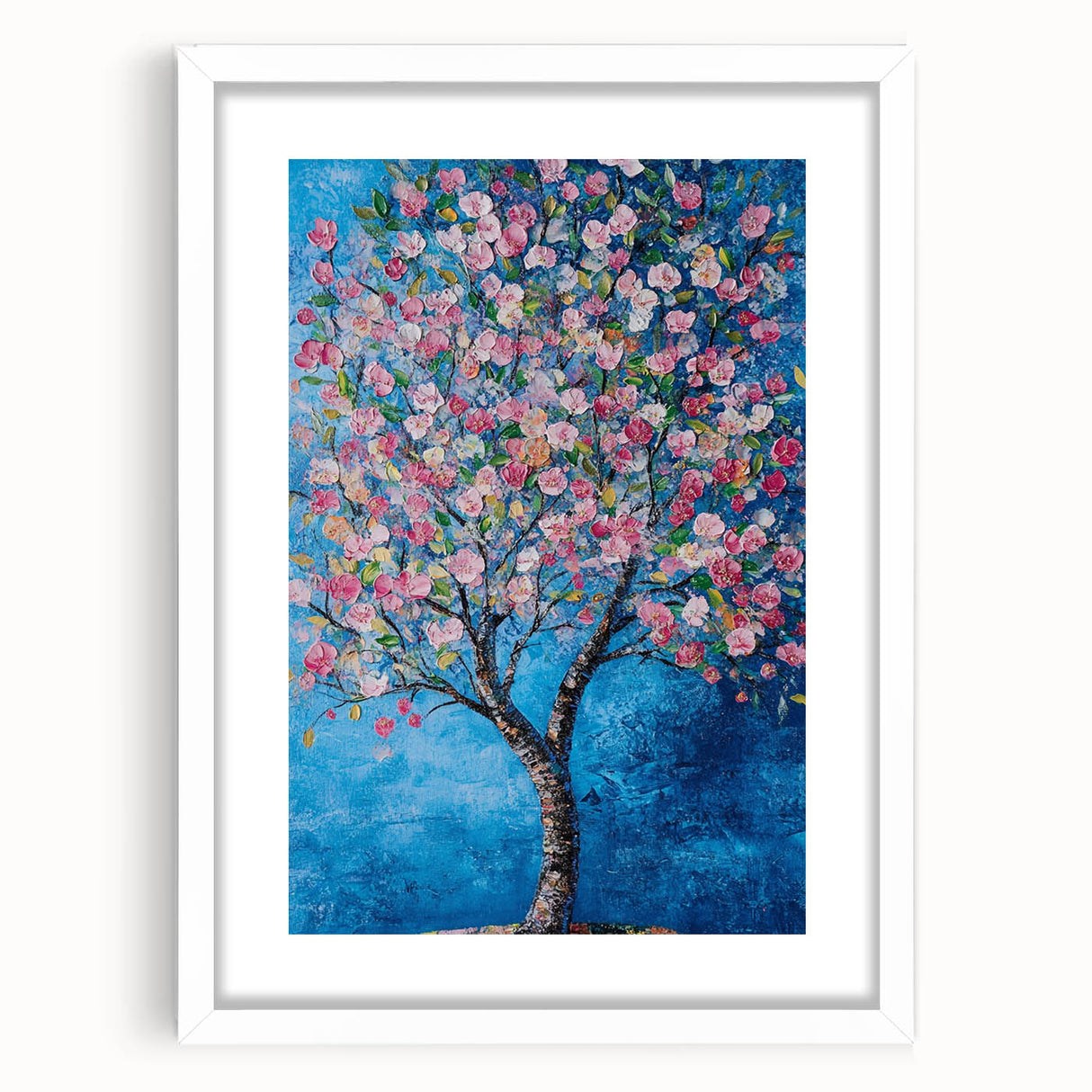 Cherry Blossom in Blue – Botanical Tree Art Prints & Wall Decor