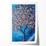 Cherry Blossom in Blue – Botanical Tree Art Prints & Wall Decor