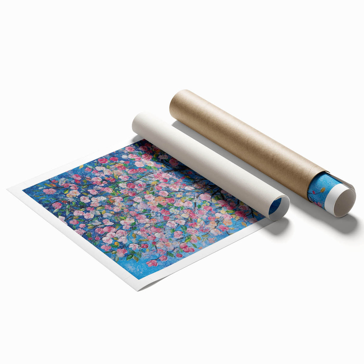 Cherry Blossom in Blue – Botanical Tree Art Prints & Wall Decor