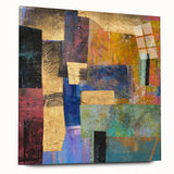 Vibrant Moody Modern Wall Art - Abstract Multicolor & Gold Print