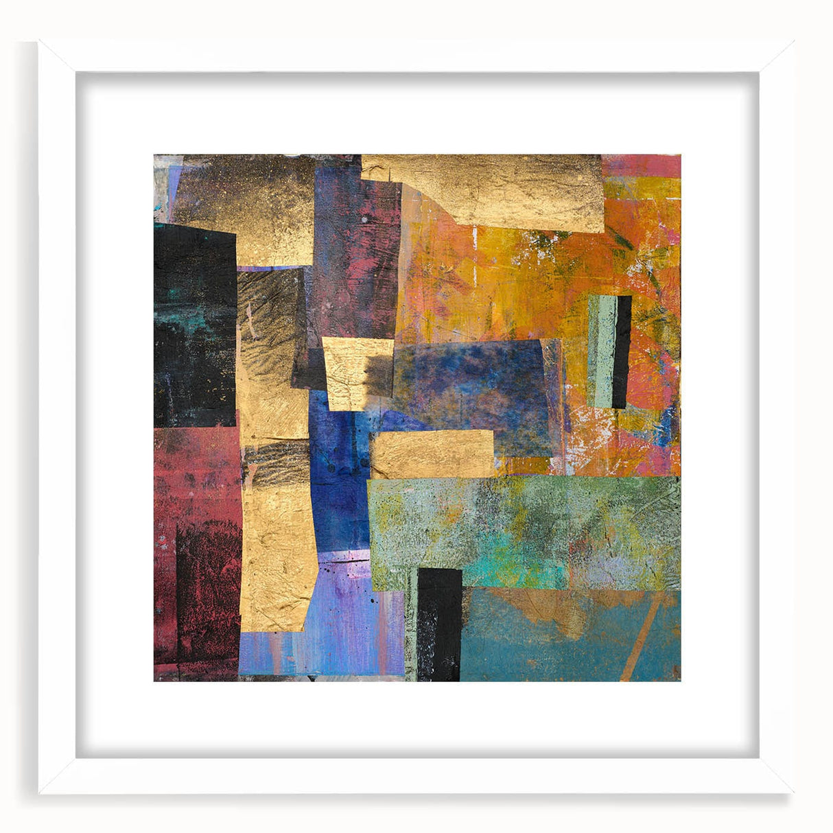 Vibrant Moody Modern Wall Art - Abstract Multicolor & Gold Print