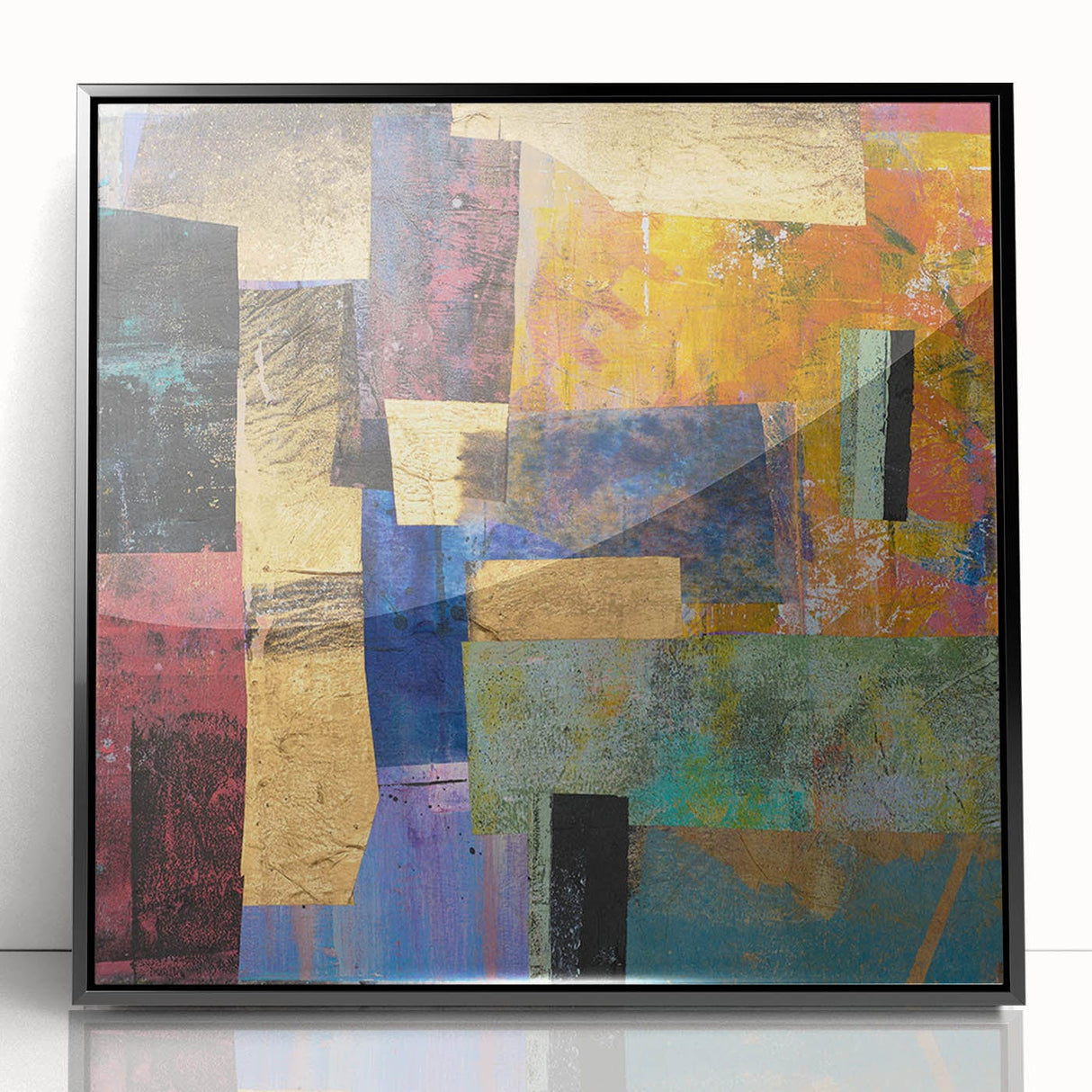 Vibrant Moody Modern Wall Art - Abstract Multicolor & Gold Print