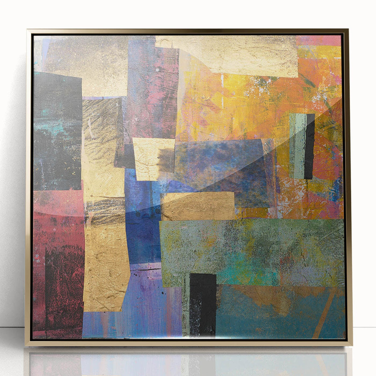 Vibrant Moody Modern Wall Art - Abstract Multicolor & Gold Print