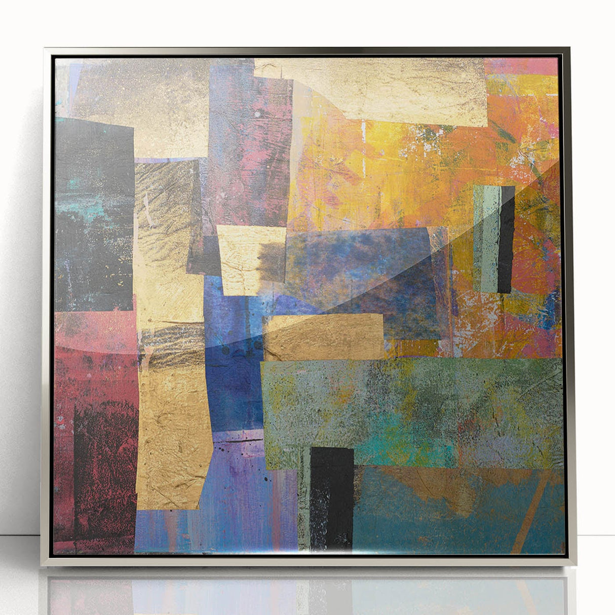 Vibrant Moody Modern Wall Art - Abstract Multicolor & Gold Print
