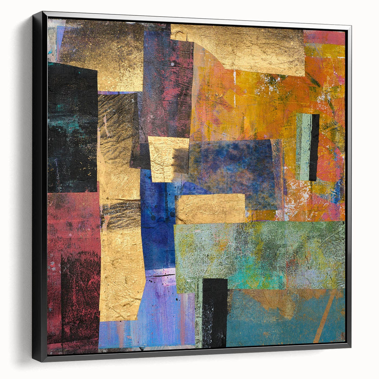 Vibrant Moody Modern Wall Art - Abstract Multicolor & Gold Print