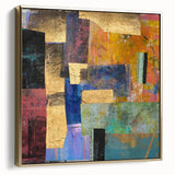 Vibrant Moody Modern Wall Art - Abstract Multicolor & Gold Print
