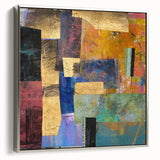 Vibrant Moody Modern Wall Art - Abstract Multicolor & Gold Print