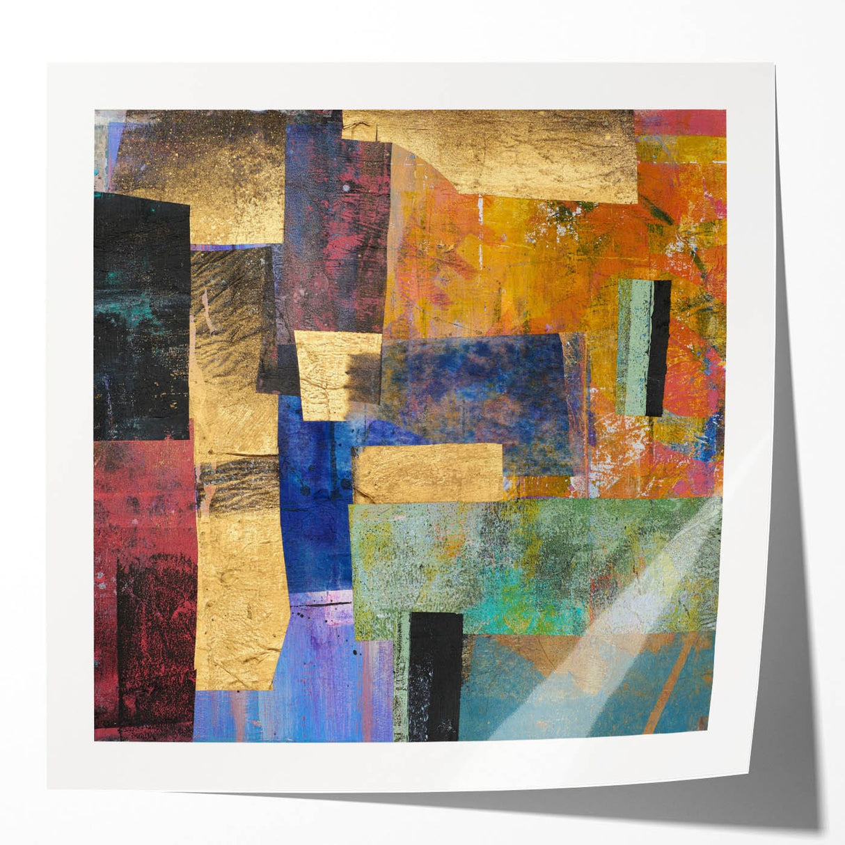 Vibrant Moody Modern Wall Art - Abstract Multicolor & Gold Print