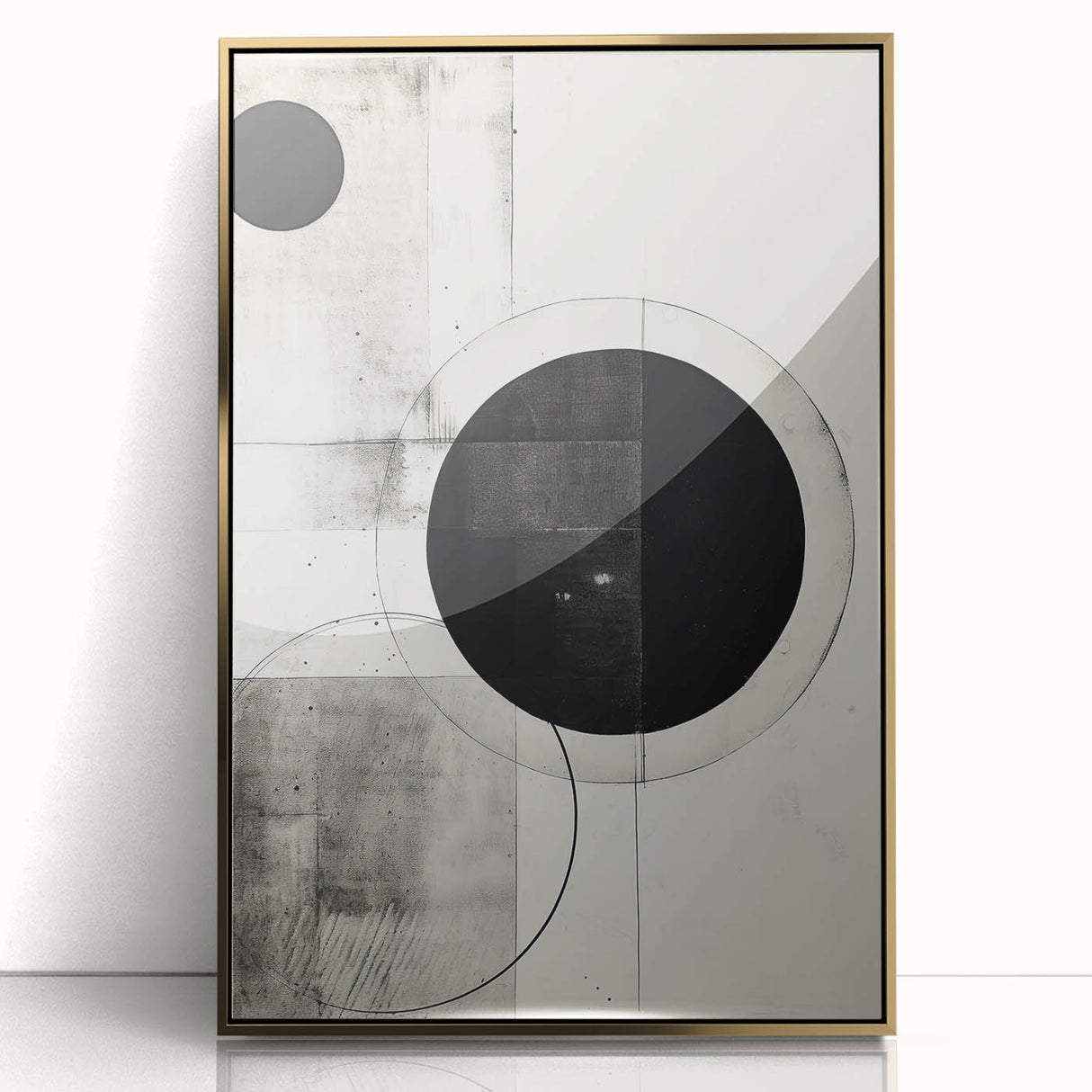Geometric Minimalist Abstract Wall Art – Monochrome Circles & Lines