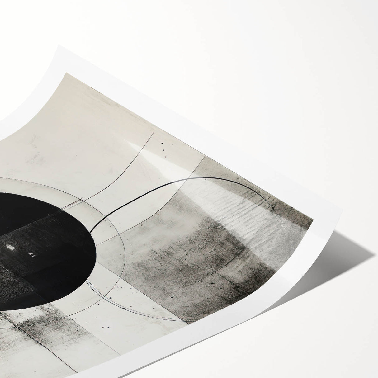 Geometric Minimalist Abstract Wall Art – Monochrome Circles & Lines