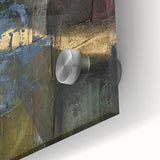 Dark Moody Modern Wall Art - Abstract Black, Blue & Gold Texture