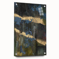 Dark Moody Modern Wall Art - Abstract Black, Blue & Gold Texture