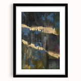 Dark Moody Modern Wall Art - Abstract Black, Blue & Gold Texture