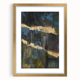 Dark Moody Modern Wall Art - Abstract Black, Blue & Gold Texture