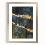 Dark Moody Modern Wall Art - Abstract Black, Blue & Gold Texture