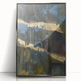 Dark Moody Modern Wall Art - Abstract Black, Blue & Gold Texture