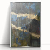 Dark Moody Modern Wall Art - Abstract Black, Blue & Gold Texture
