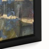 Dark Moody Modern Wall Art - Abstract Black, Blue & Gold Texture