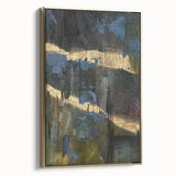 Dark Moody Modern Wall Art - Abstract Black, Blue & Gold Texture