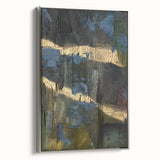 Dark Moody Modern Wall Art - Abstract Black, Blue & Gold Texture
