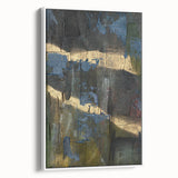 Dark Moody Modern Wall Art - Abstract Black, Blue & Gold Texture