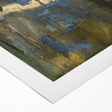 Dark Moody Modern Wall Art - Abstract Black, Blue & Gold Texture