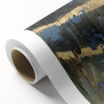 Dark Moody Modern Wall Art - Abstract Black, Blue & Gold Texture