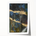 Dark Moody Modern Wall Art - Abstract Black, Blue & Gold Texture