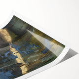 Dark Moody Modern Wall Art - Abstract Black, Blue & Gold Texture