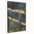 Dark Moody Modern Wall Art - Abstract Black, Blue & Gold Texture
