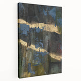 Dark Moody Modern Wall Art - Abstract Black, Blue & Gold Texture